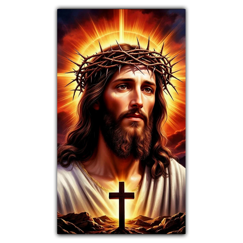 Jesus Christ Cross Diamond Painting Kit 5D DIY Diamond Embroidery Cross Stitch Handmade Art Gift Crafts Home Decor Gift