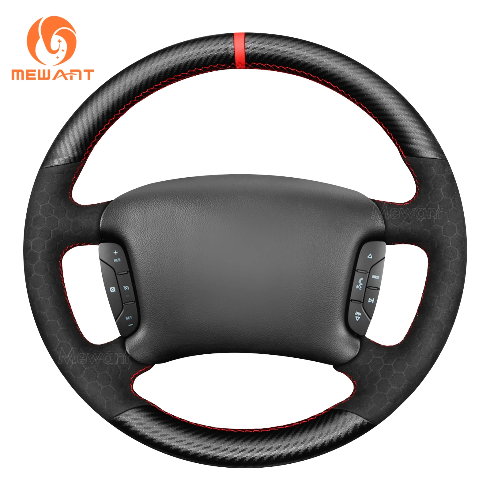 Mewant Carbon Fiber Hive Suede Car Steering Wheel Cover for Chevrolet Impala 2006-2013 Monte Carlo 2006-2007