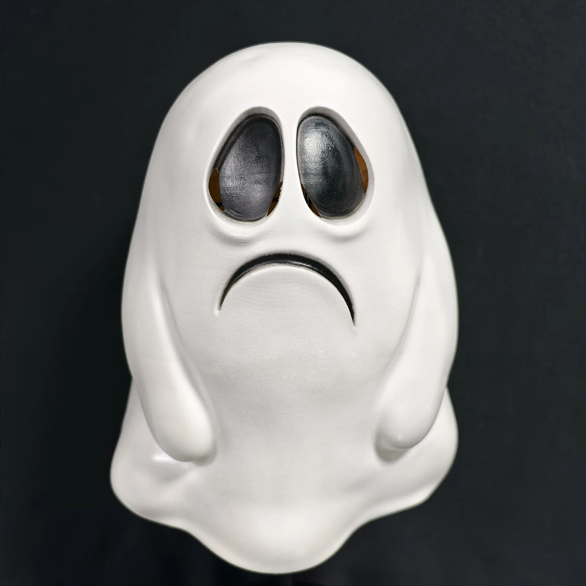 White Sad Ghost Latex Mask Minimalist Grimace Headpiece Halloween Party Escape Room Murder Mystery Game Costume Prop One Size
