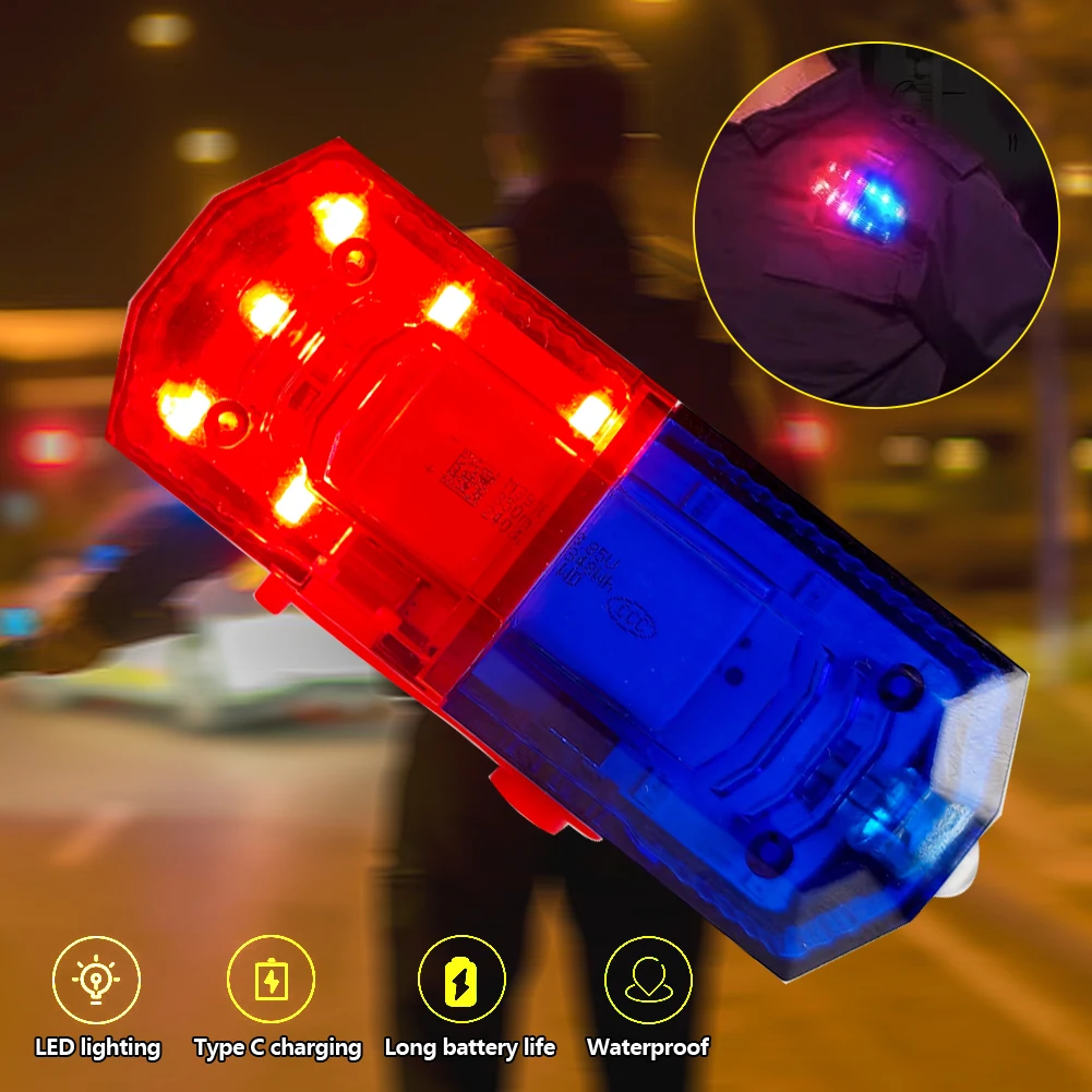 أحمر أزرق LED الكتف تحذير ضوء الكتف كليب ضوء الصرف الصحي عامل سلامة دورية إنذار فلاش إشارة ستروب مصباح