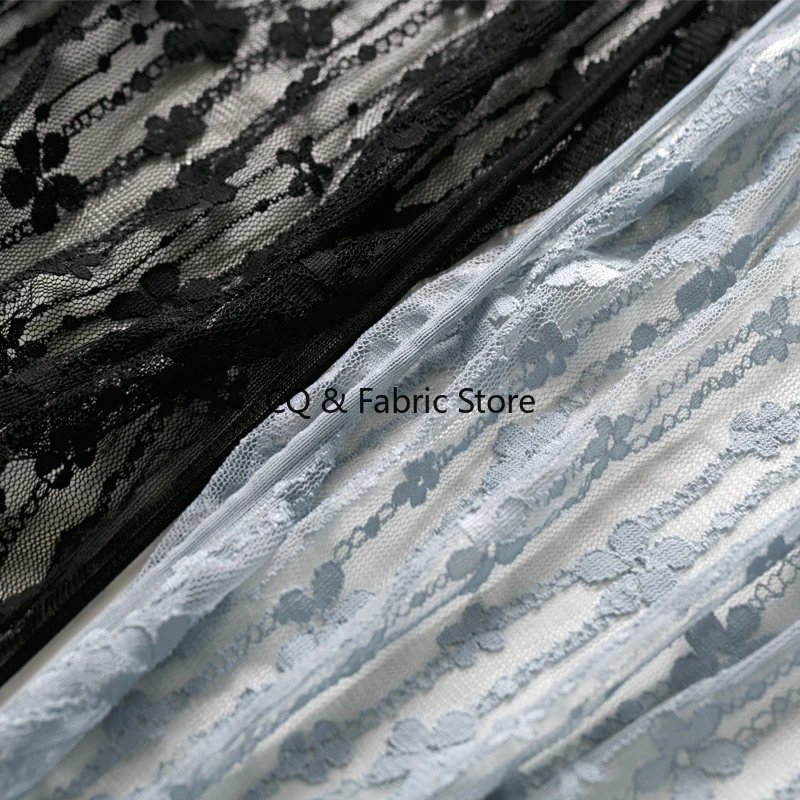 Solid Color Embroidery Mesh Lace Fabric Black Soft Yarn Clothing Skirt Lining Bottoming Shirt Fabric Transparent And Thin