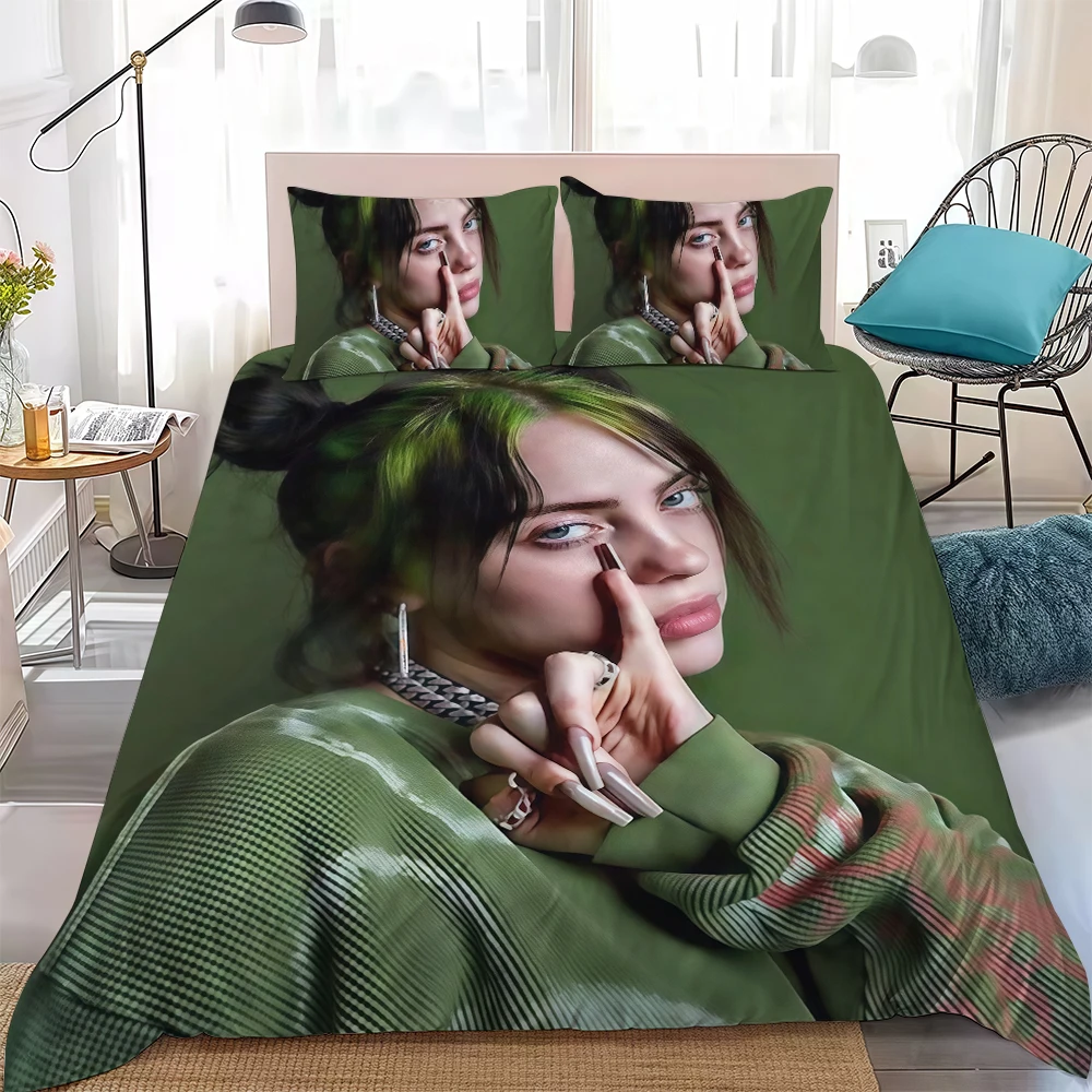E-EilishS Singer B-BillieS Duvet Cover Set Soft Wash Bed 3 Piece Summer Comfortable Student Dormitory Home Baby Bedding seller view 5