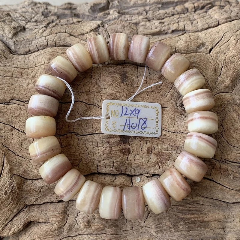 Natural camel bone bracelet with high-density barrel beads, three-flower design, translucent and non-degreased, Tibetan ethnic s