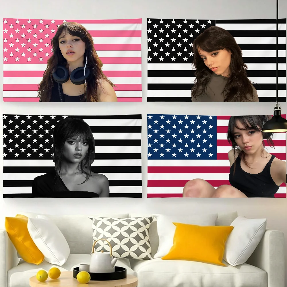 Actor J-Jenna O-Ortega USA flag For Garden Party Living Room Home Wall Decor Banner Bedroom Outdoor Tapestry