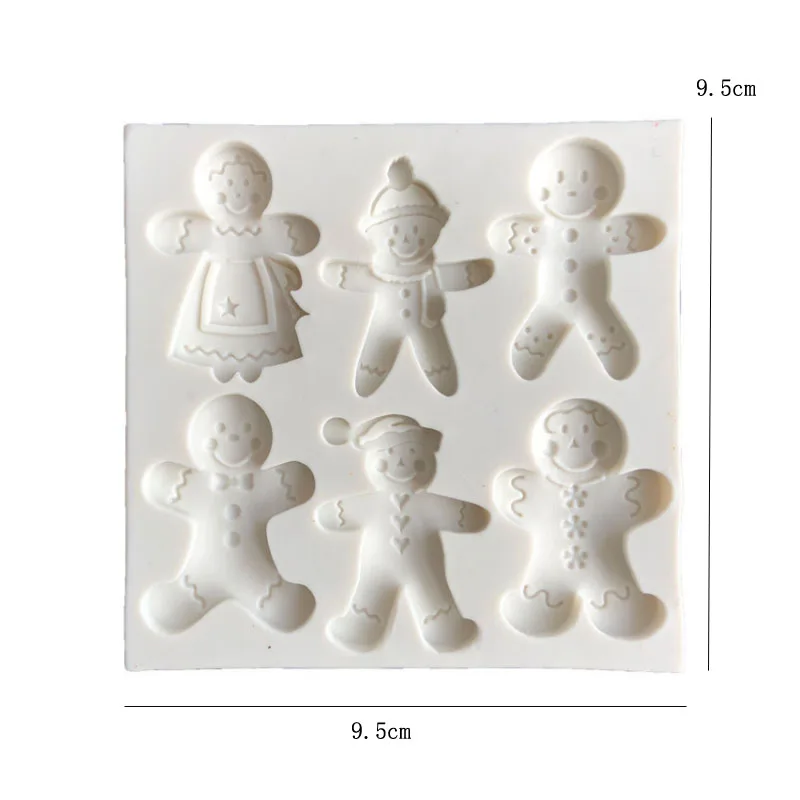 Christmas silicone mold 6 gingerbread Man different snowman shape chocolate molds Cookie mold