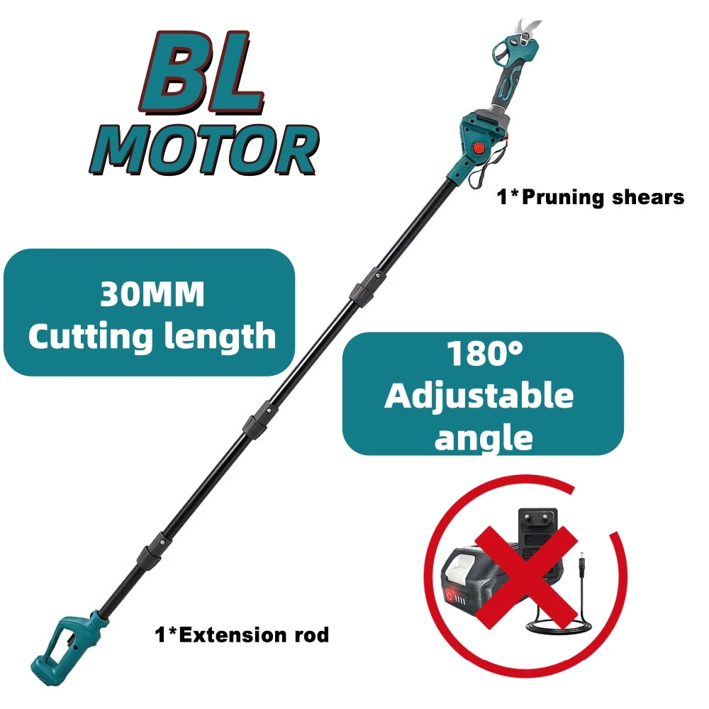 30MM Brushless Telescoping Pole Electric Pruning Shear Cordless High Branch Garden Power Tool For Makita 18V Battery(No Battry)