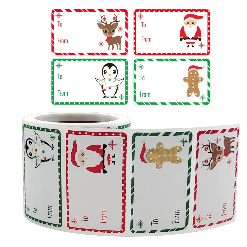 

Christmas Decorative Gift Labels, Christmas Gift Tags Stickers Roll, Name Labels for Presents, Stickers for Christmas Packaging.