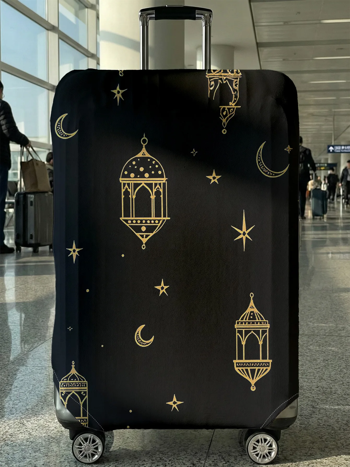

Чехол для багажа с принтом черного золота, луны и звезд, подходит для чемоданов 18-32 дюймов, чехол для ручки чемодана, дорожные аксессуары