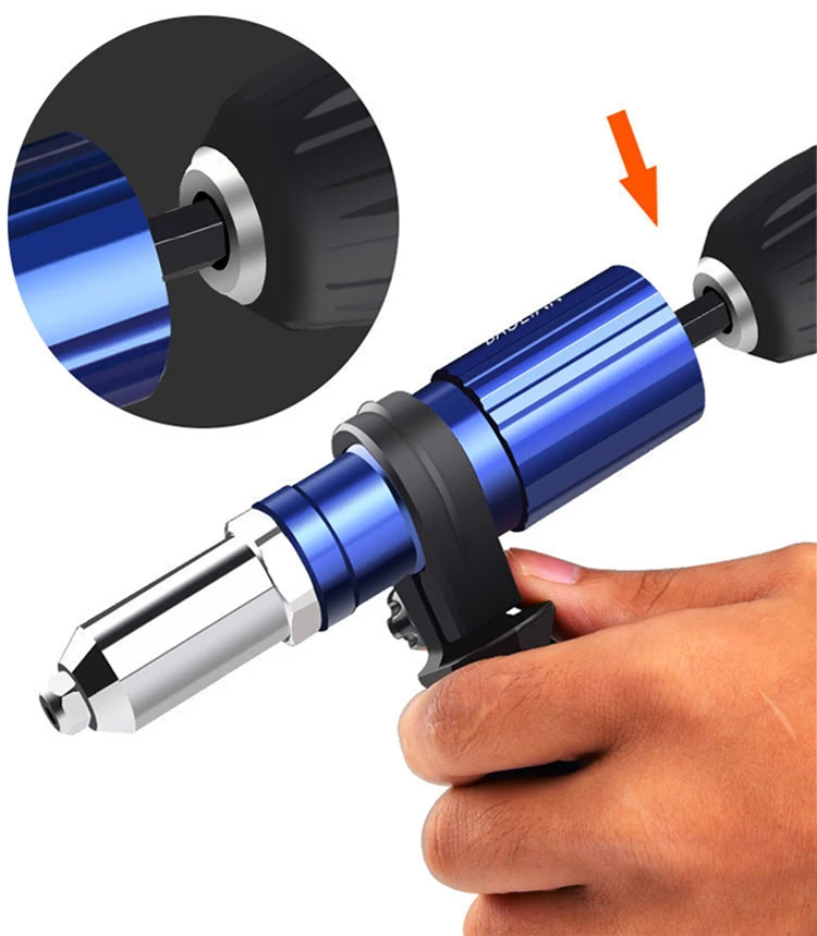 Electric Rivet Gun 2.4mm-4.8mm Rivet Nut Gun Drill Adapter Cordless Riveting Tool Insert Nut Pull Rivet Tool