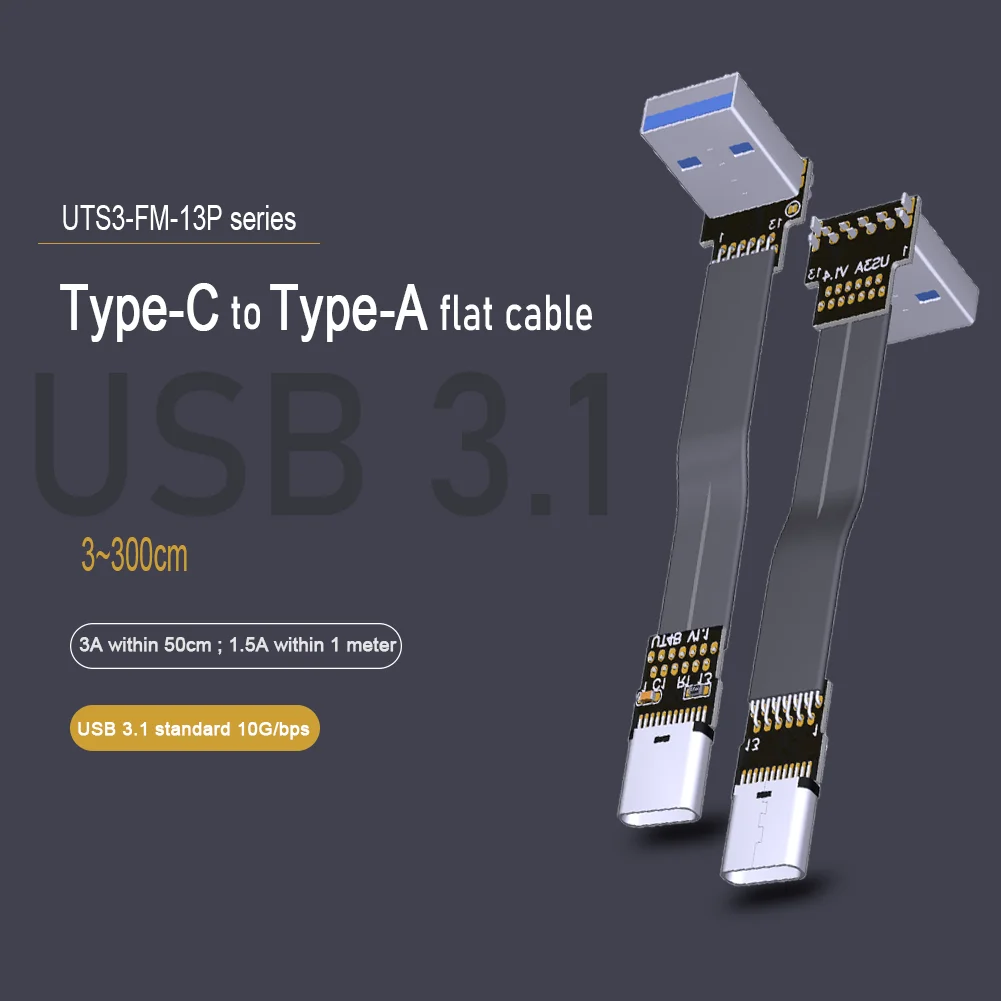 USB 3.1 Type C Extension Cable 5cm 10cm 20cm USB3.0 A Male To Type-c Female 90 Angled Extension Adaptor Cable Right/left/down/up