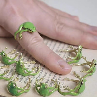 New Tree Frog Ring Green Funny Frog Ring Blue Frog Ring Ring Adjustable Opening Ring Party Gift Jewelry