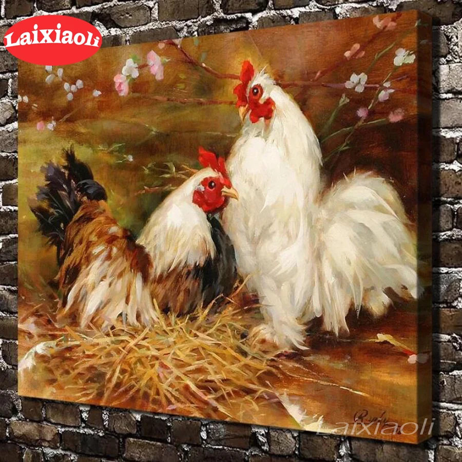 

Diy 5d square diamond painting Poultry chicken animal round diamond mosaic home decoration embroidery pattern handmade decor