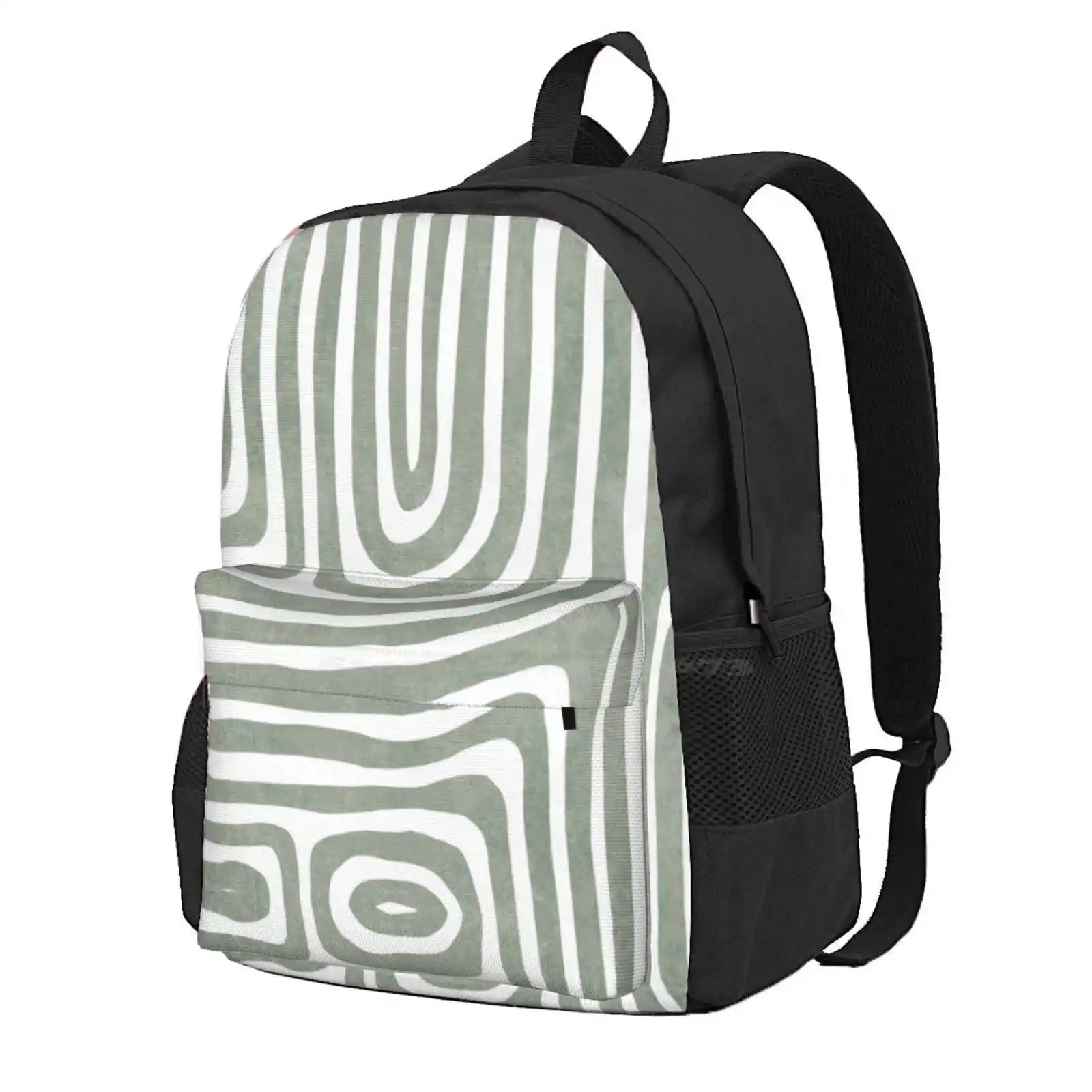 Sage Green Line Art Hot Sale Schoolbag Backpack Fashion Bags Brushed Brush Stroke Abstract Aztec Tribal Simple Flowing Lines