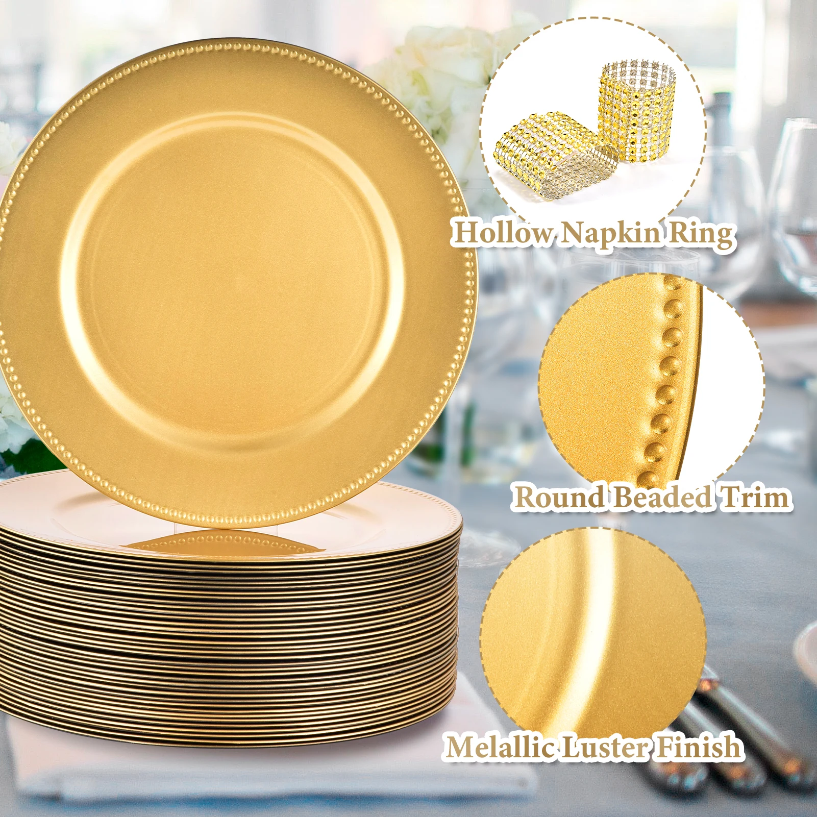 Pacote com 50 Sousplats Dourad - Conference Table Round avaliação e preço