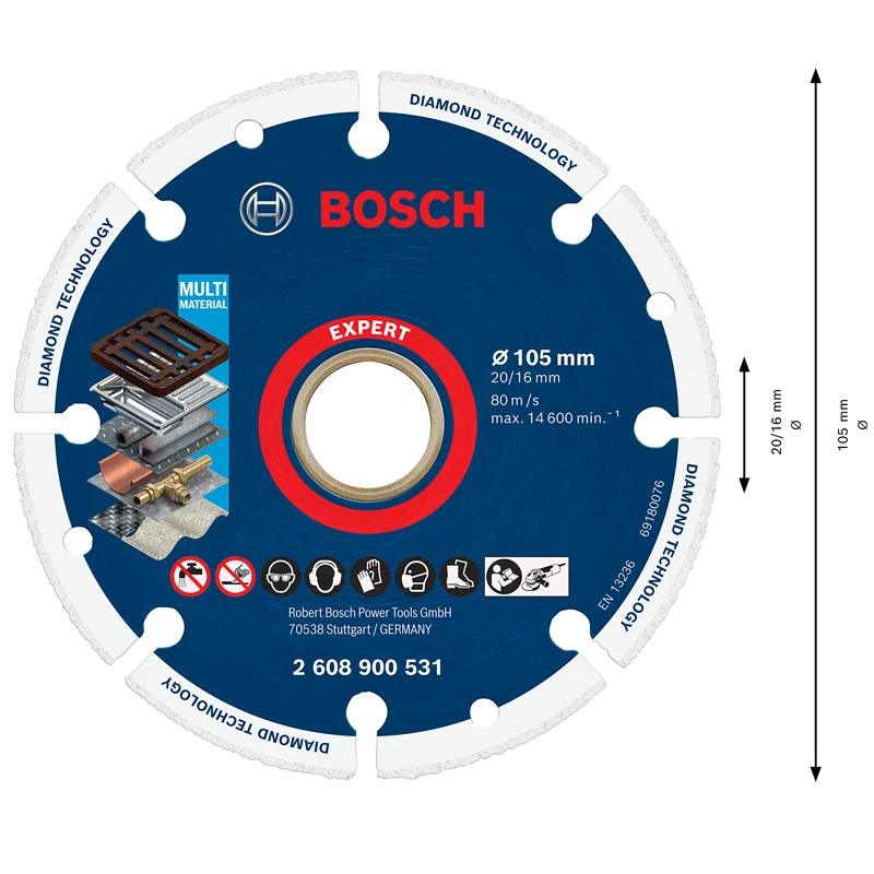 Imagem -03 - Bosch-disco de Corte Professional Diamond Metal Roda Angle Grinder Acessórios Expert Diâmetro 105 Milímetros X-lock 2608900531