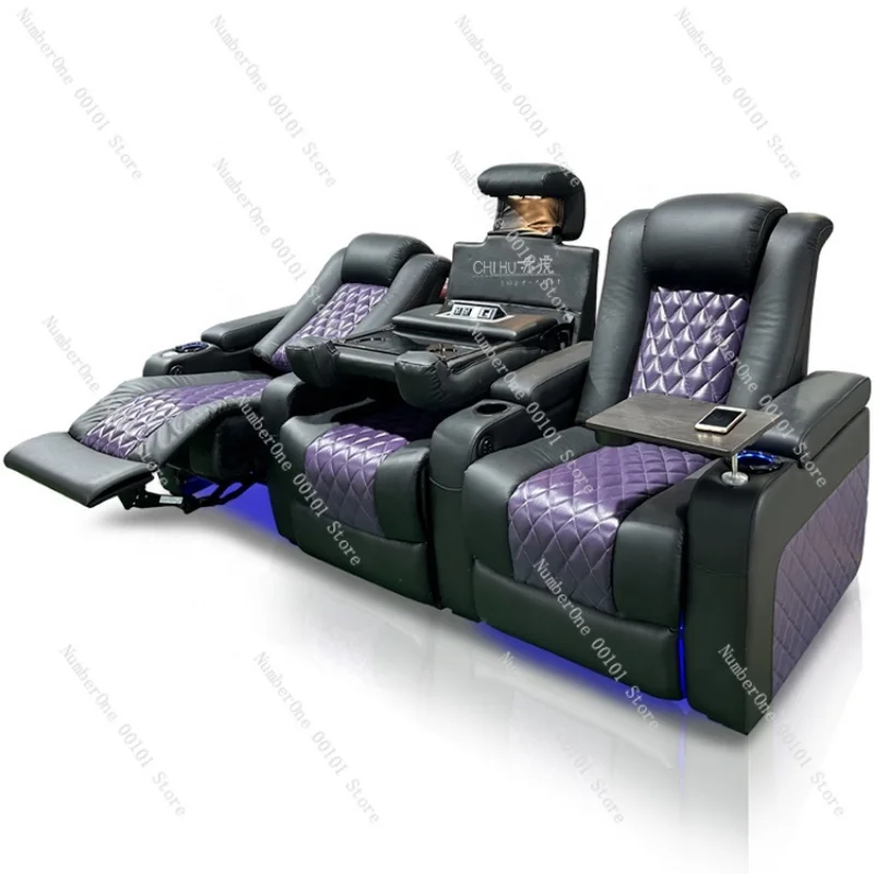 Top grained leather electric recliner cinema sofa VIP living room furniture electric recliner cinema