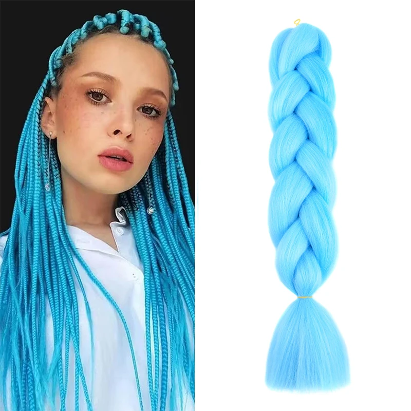 24-inch effen kleur synthetisch gevlochten haar Afrikaanse vrouwen en kinderen gigantische vlechtverlenging dagelijks diy vuile vlecht gehaakte pruik