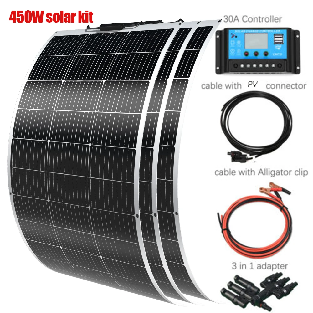 Flexible Solar Panel Single Power 150W 19.8V. Available in Various Combinations of 150W, 300W, 450W, 600W Solar Panel Kit