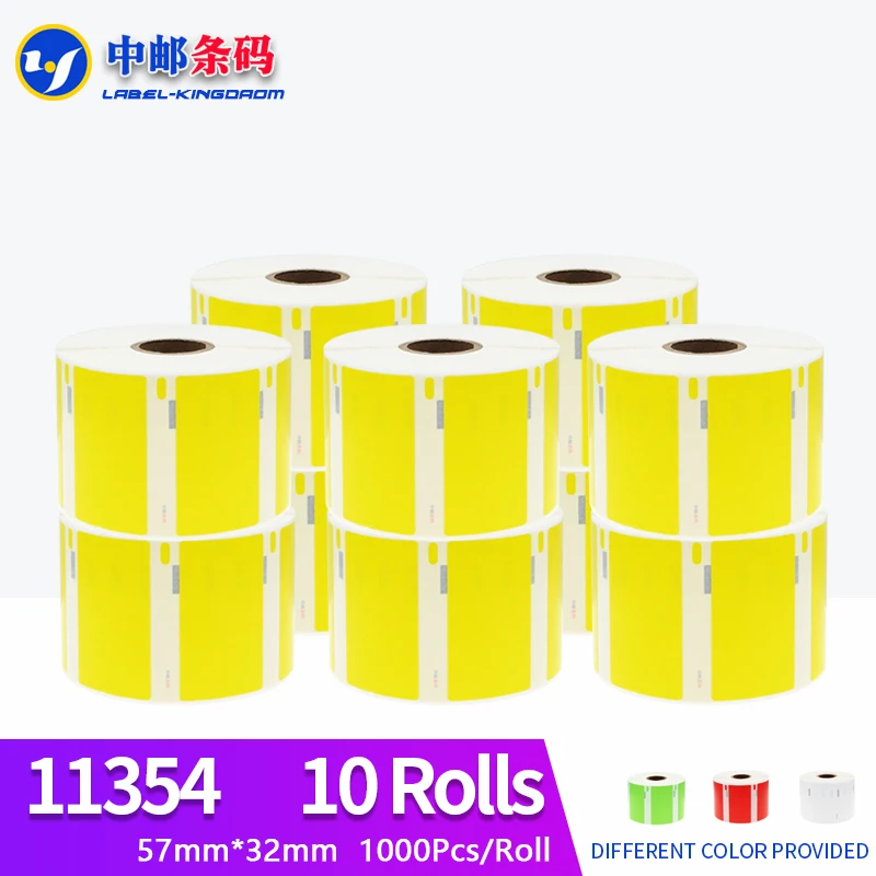 10 Rolls Dymo Compatible Yellow 11354 Label 57mm*32mm 1000Pcs  for LabelWriter 400 450 450Turbo Printer Seiko SLP 440 450