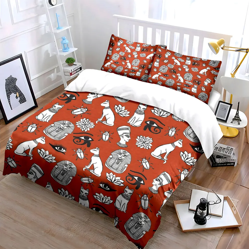 Egyptian Elements Artistic Pattern Print Soft Comfortable Duvet Cover Bedding Set Included 1*Duvet Cover 2*Pillowcases