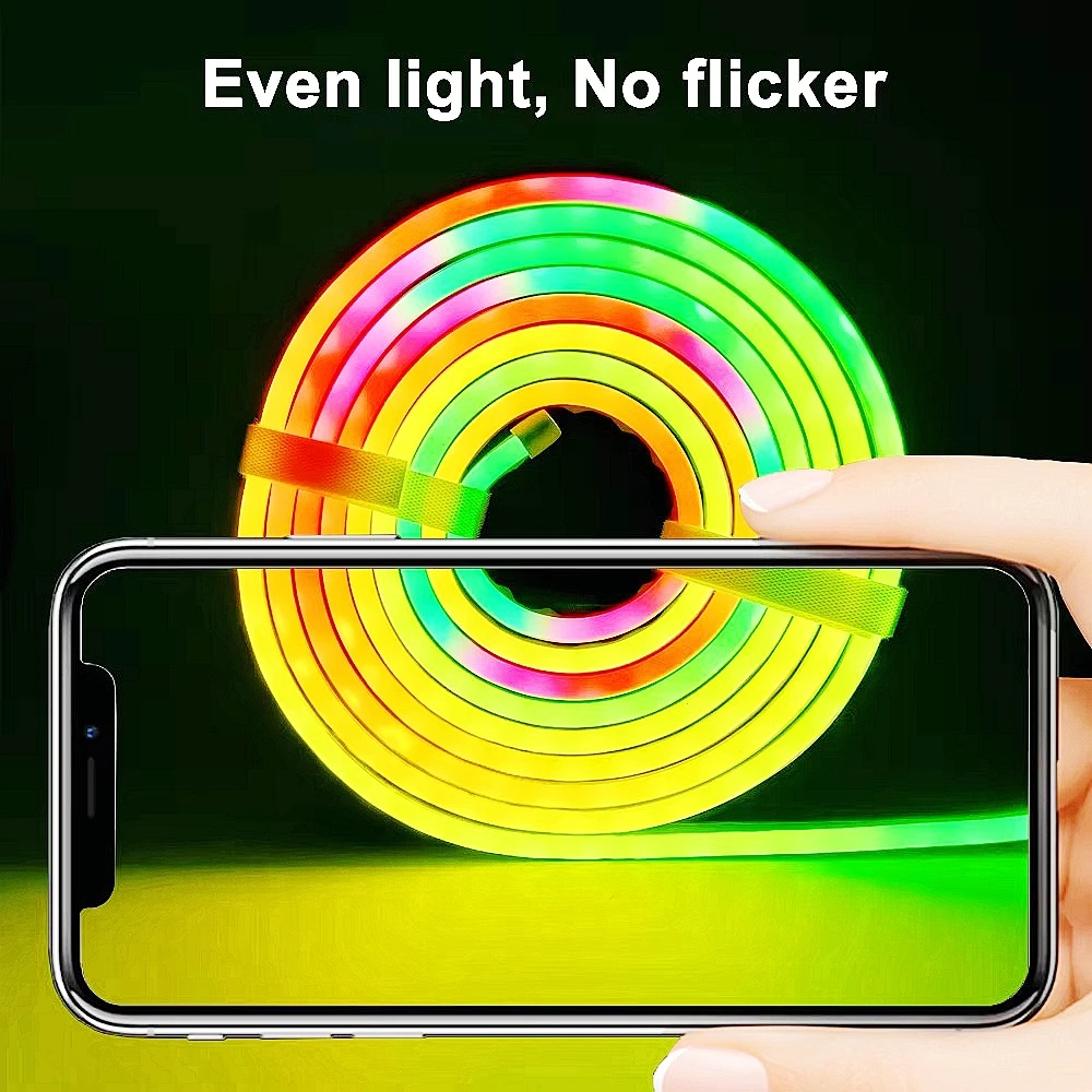 DC5V RGBIC Neon Silicone Individually Addressable LED Light Strip WS2812 Waterproof IP67 Soft Fairy Bluetooth App Remote Control