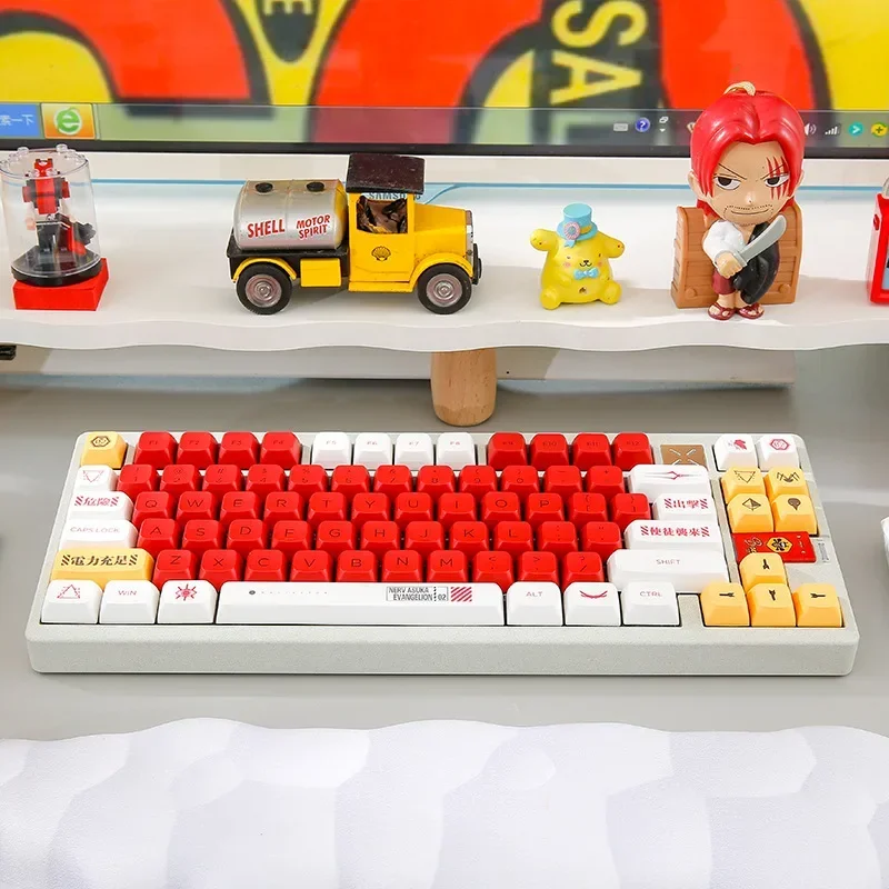 EVA II Red Keycaps 135-key XDA Profiled PBT 5-sided Hot-lifted Keyboard Keycaps for MX Switches Gaming Mechanical Keyboard