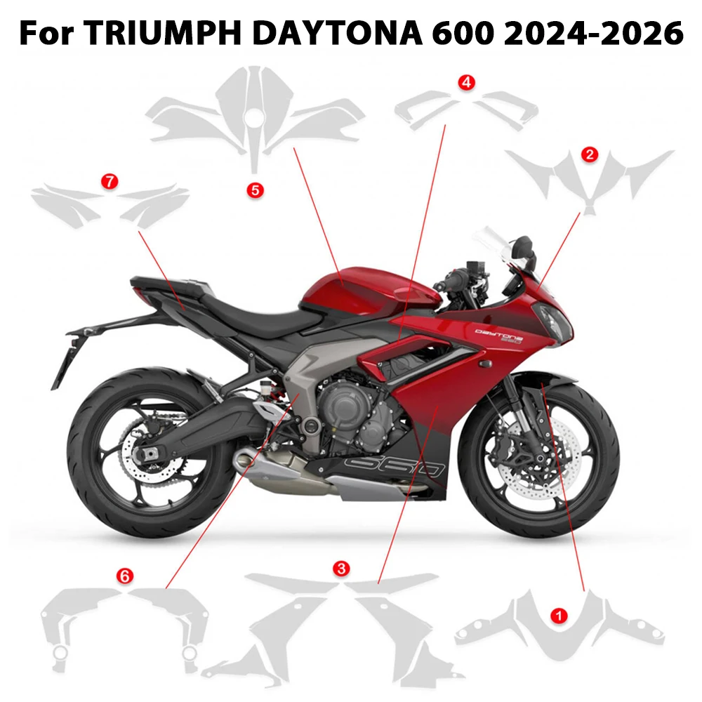 

For Daytona 660 2024- PPF Accessories Invisible TPU Protective Film Motorcycle Paint Fairing Kit DAYTONA660 Transparent Stickers