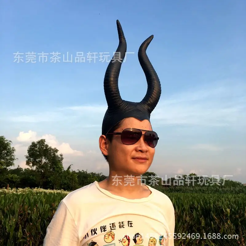 

Halloween devil bar party cos props black horn hood mask halloween