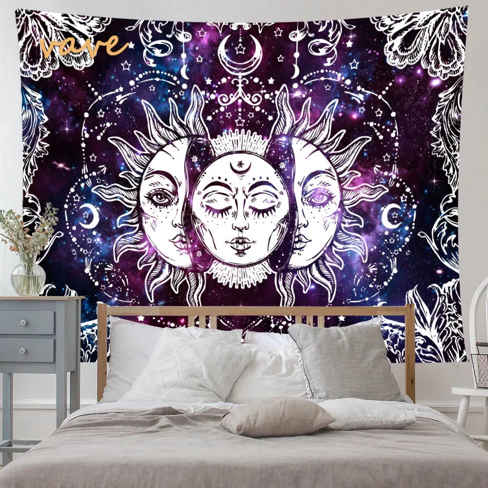 Mandala Tapestry Sun and Moon Tarot Cloth, Large Fabric, Wall Hanging, Boho Hippie Interior, Dorm Room Decor, Aesthetic