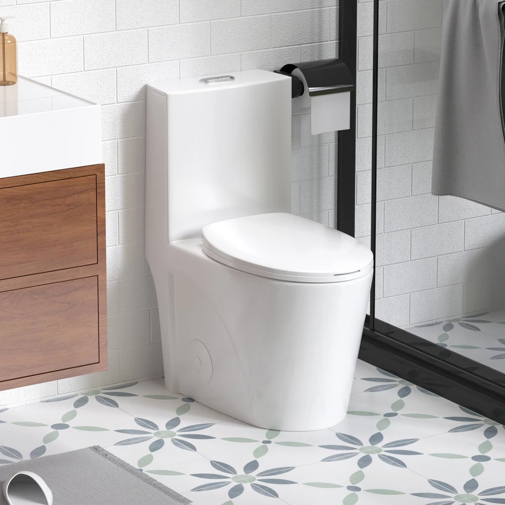 1.1/1.6 GPF Tornado Flush One-Piece Toilet for bathrooms,Siphonic S-trap 12