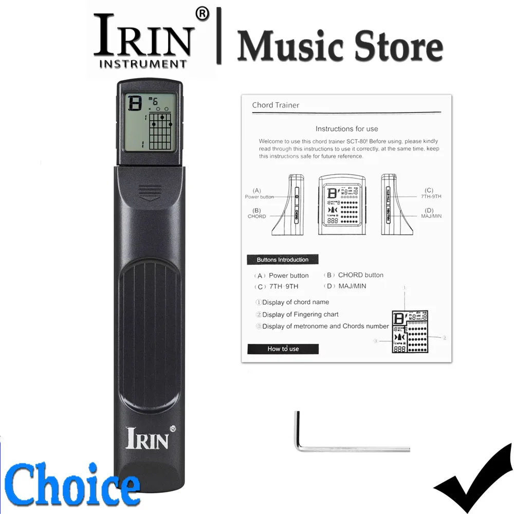 IRIN 6-String Guitar Chord Trainer With Screen Display 3V Battery Powered Ideal for Beginner Practice Training Accessories