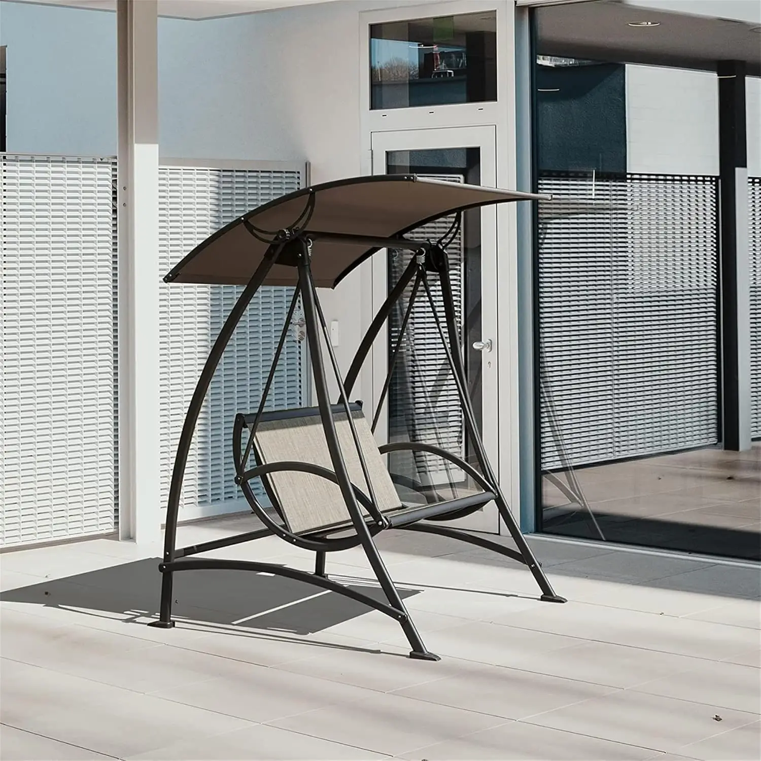 

Swing Chair, 2-Seat Patio Outdoor Chair Porch Swing with Adjustable Canopy and Durable Steel Frame, Patio Swing Glider for Garde