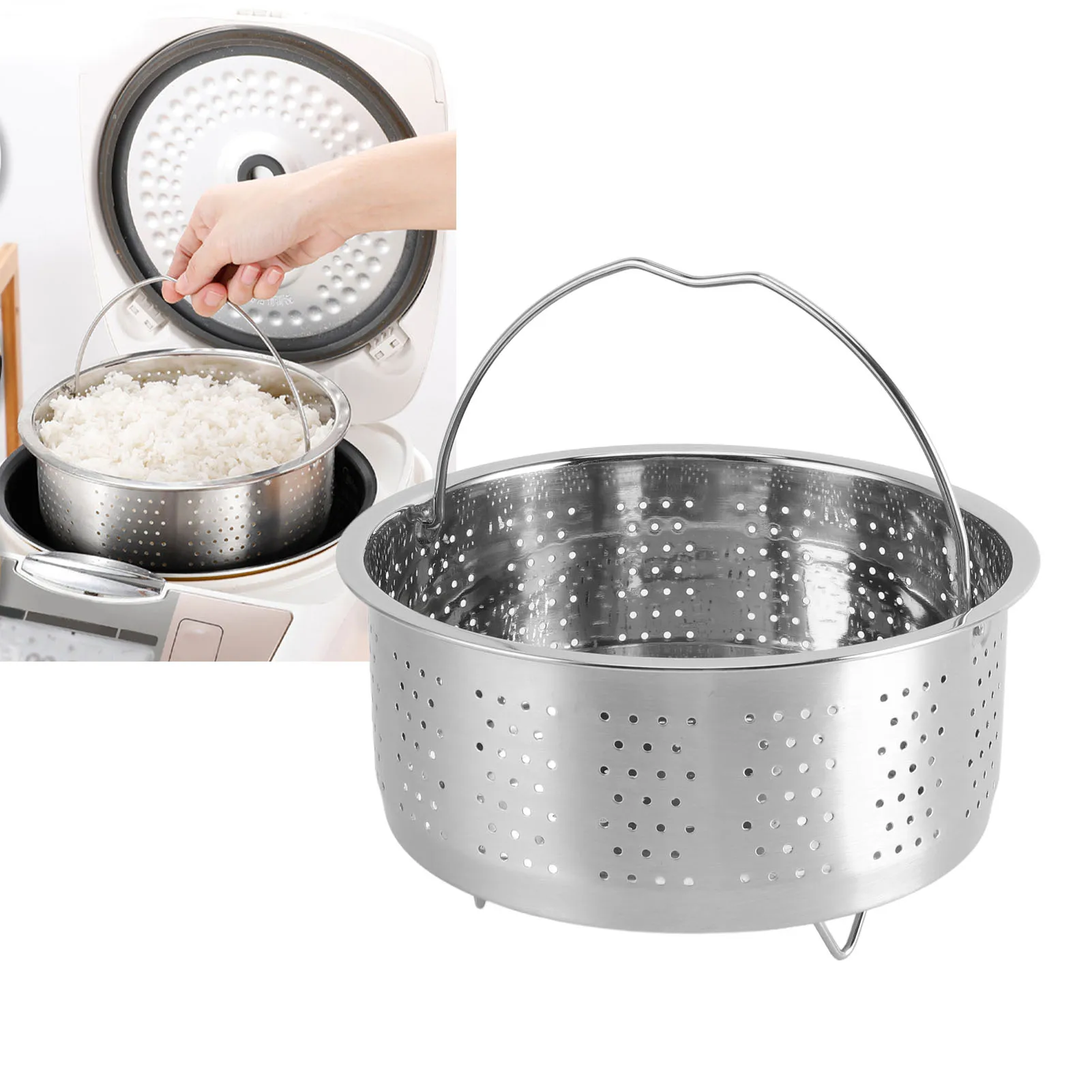 Stainless Steel Steamer Basket In Stant Pot Accessories Instant Cooker With Handle Pressure for Food Egg Vegetables Fruits