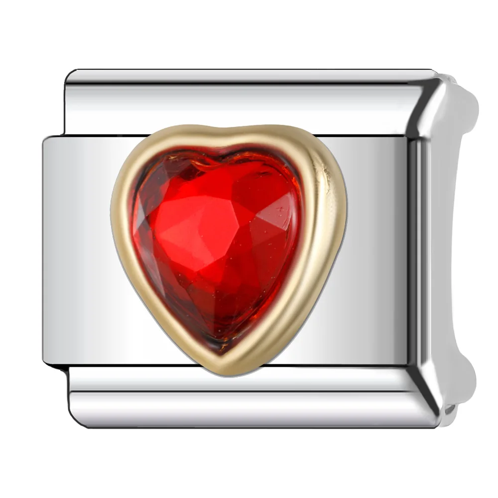 Trusta 2025 New Circle Heart Color Charm Italian Links 9mm Bracelet Stainless Steel for Women DIY Jewelry  Wholesale N479