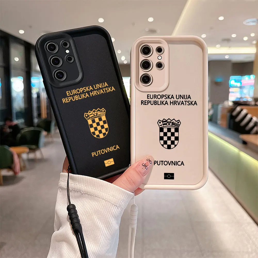 Croatia Passport Phone Case For Xiaomi Mi 14 11 Lite 12T POCO M6 F4 F5 X3 X4 X5 GT 5G Soft TPU Back Cover With Hand Strap