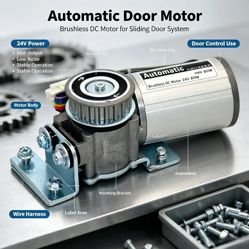 24V Automatic Door Motor Universal Round Drive Motor For Supermarket Sliding Entrance Door Commercial Access Control