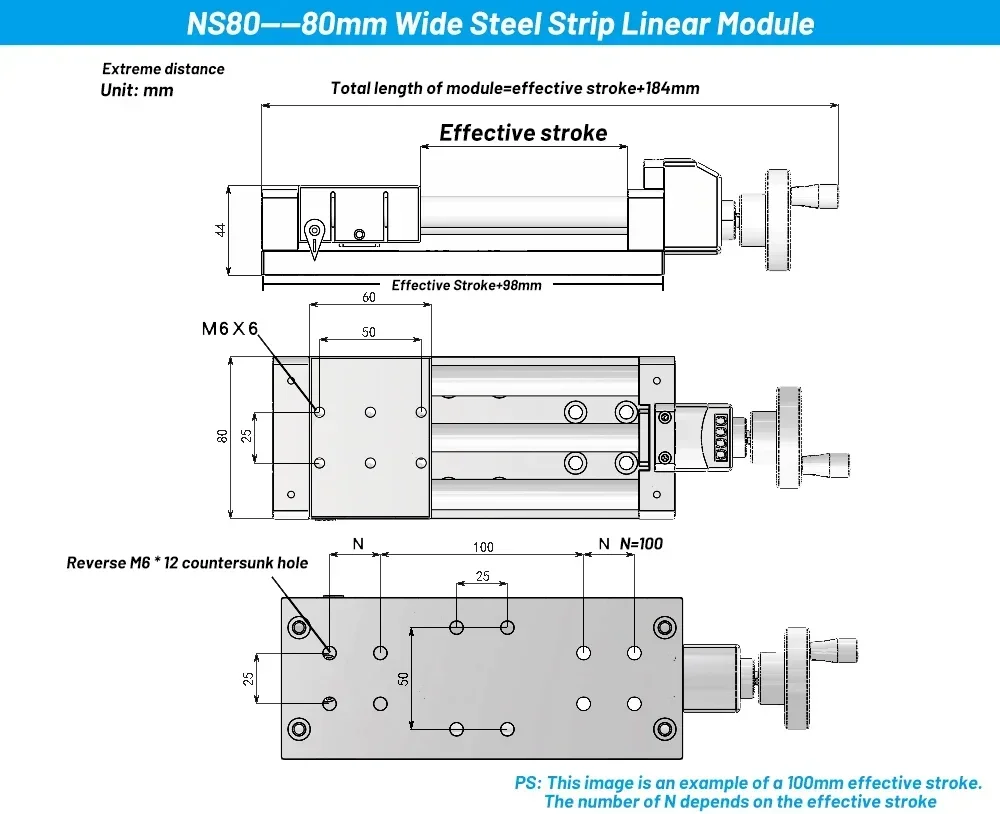 Digital Display Steel Strip Sliding Table Linear Rail Stage Module T-type Manual Linear Actuator Screw Module XYZ Axis 80mm Wide