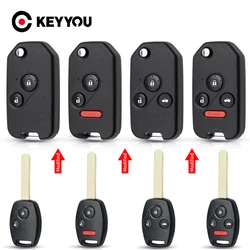 KEYYOU For Honda Fit Accord Civic 2006-2011 2003-2013 CRV 2018 Pilot Modified Flip 2/3/4 Buttons Car Remote Key Shell