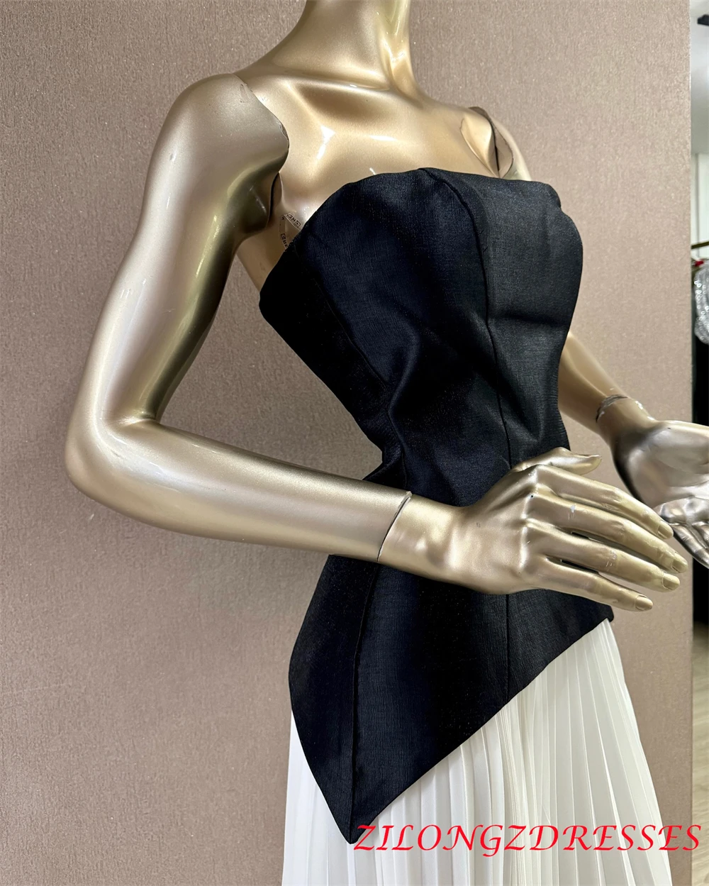 Customized  Classic White Chiffon Evening Dress Formal Strapless Sleeveless Homecoming Dresses Fashion Special Occasion image 5