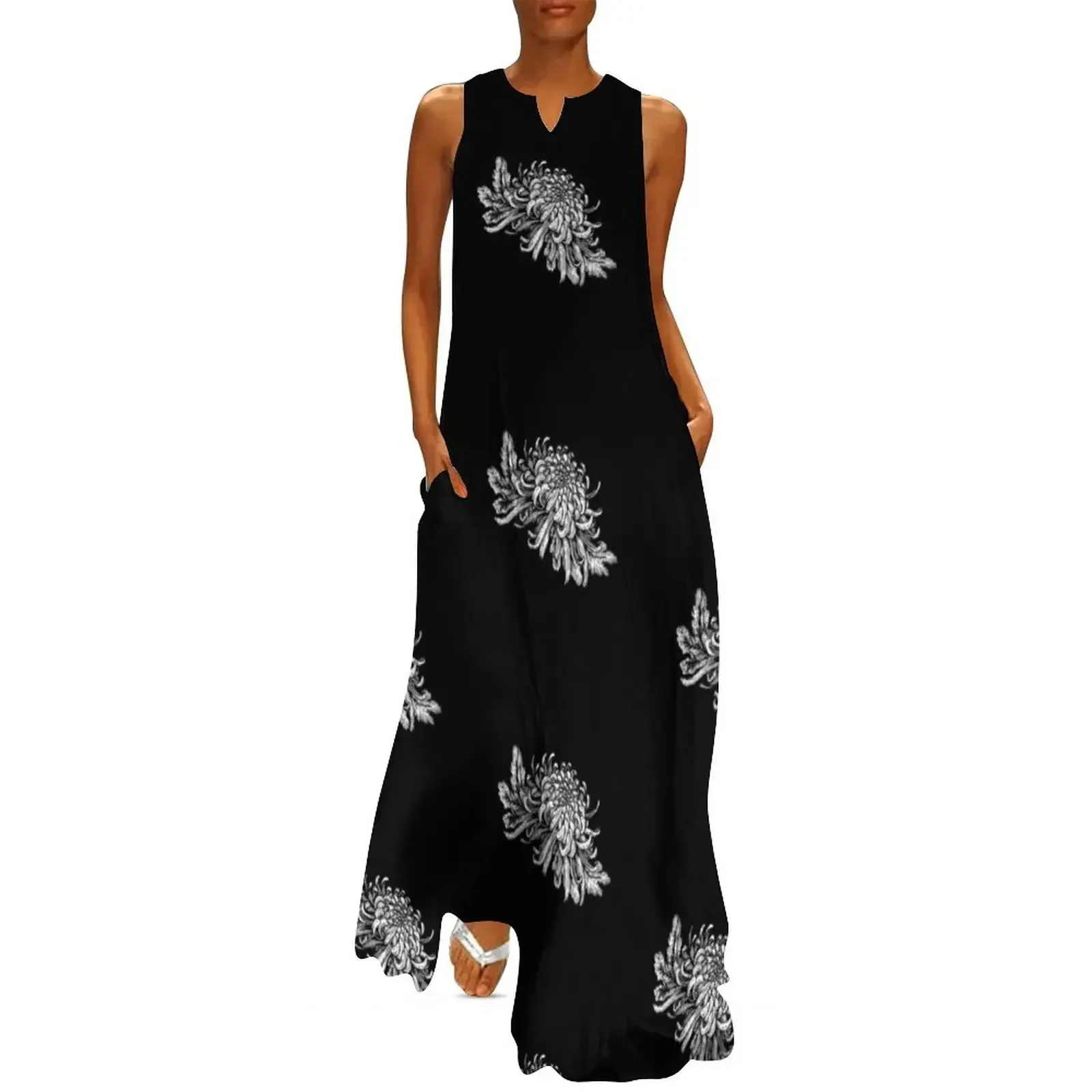 

Chrysanthemum Long Dress ceremony dresses long sleeve dress dresses korean style Party dresses Dress