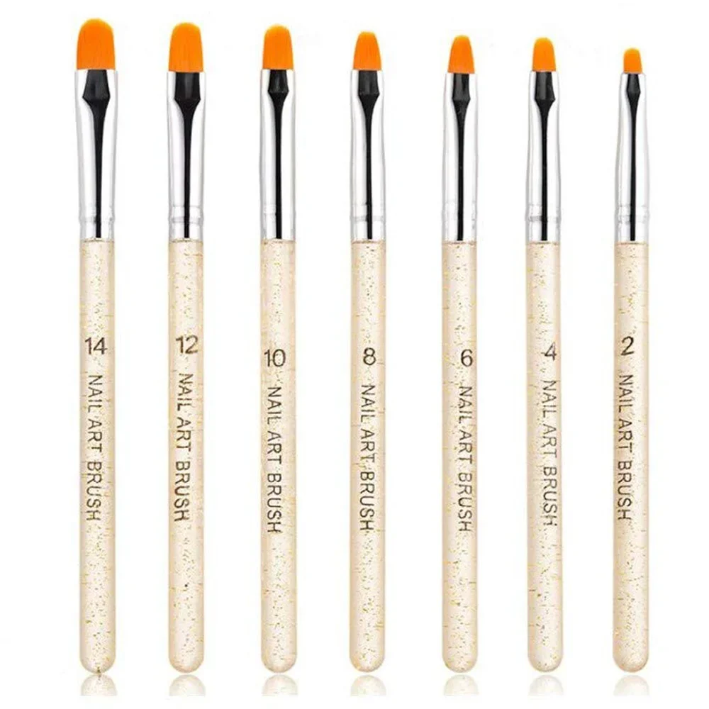 فرشاة أظافر جل بالأشعة فوق البنفسجية مكونة من 7 قطع، فرشاة جل بولي تمديد، مجموعة أقلام رسم للأظافر