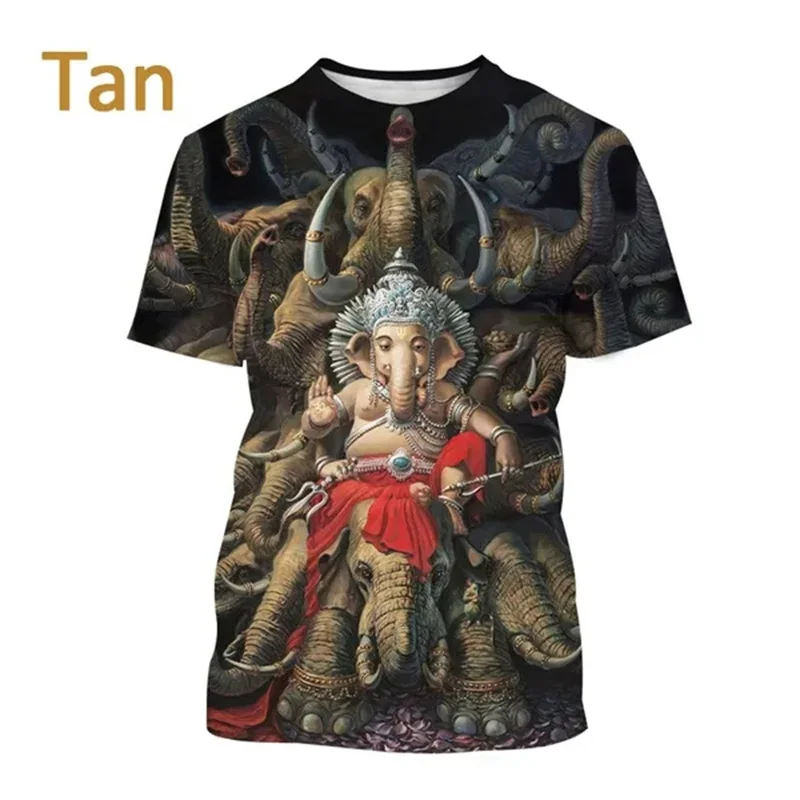 Newest Hot Sale Indian Myth Ganesha 3D Printed T-shirt Men\'s Summer O-neck T Shirt Casual Hindu Elephant Print Short Sleeve Tops