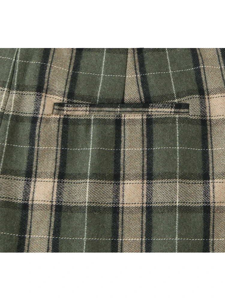 Frauen Herbst Neue Hosen 2025, Weibliche Mode Grid Print Hohe Taille Breite Bein Hosen Frauen Hight Street Freizeit Hosen ﻿