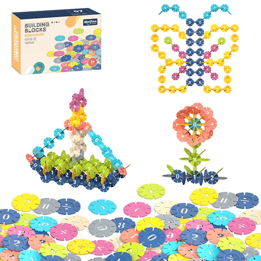 Assembled snowflake building blocks 120PCS baby educational digital DIY assembly toys for boys and girls