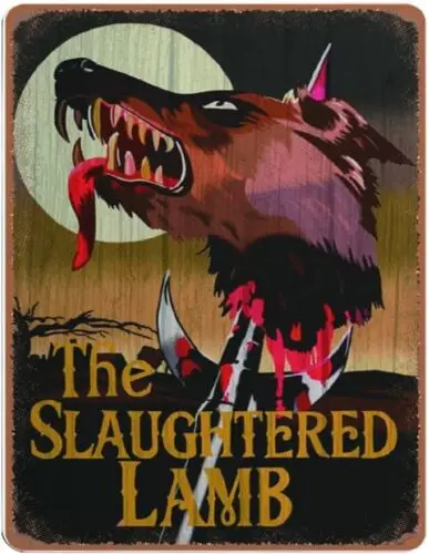 

Винтажная металлическая табличка-вывеска из алюминия: Slaughtered Lamb Pub, American Werewolf, London Man Cave