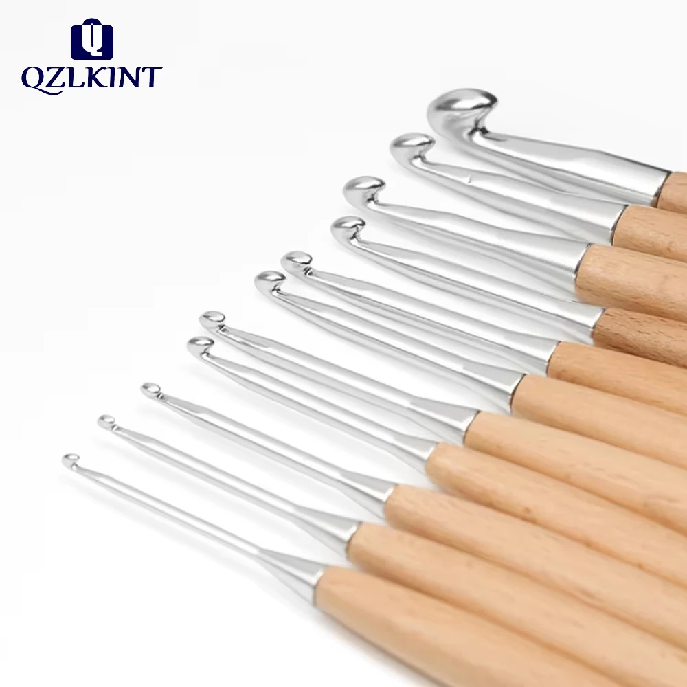 

1pc/11pcs Crochet Hooks with Wooden Handles - DIY Hand Knitting Tool Set for Sweaters, Bags & Woolen Crafts