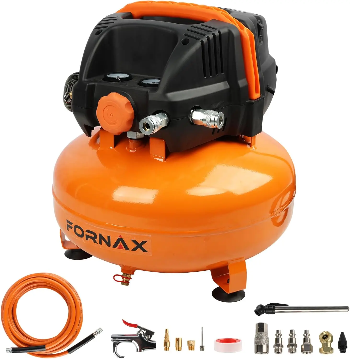 ^For Pancake Air Compressor with two couplers, 6 Gallon Portable Electric air compressor, 150 PSI, Oil -Free with 14 PCS Air