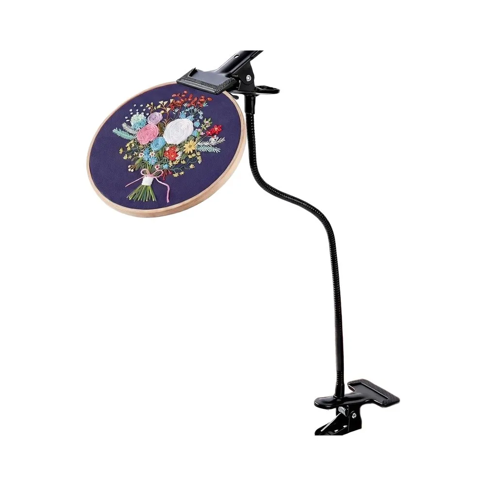 Adjustable Gooseneck Embroidery Stand for Cross Stitch Needlepoint and Fabric-Based Craft Projects with Table Clamp