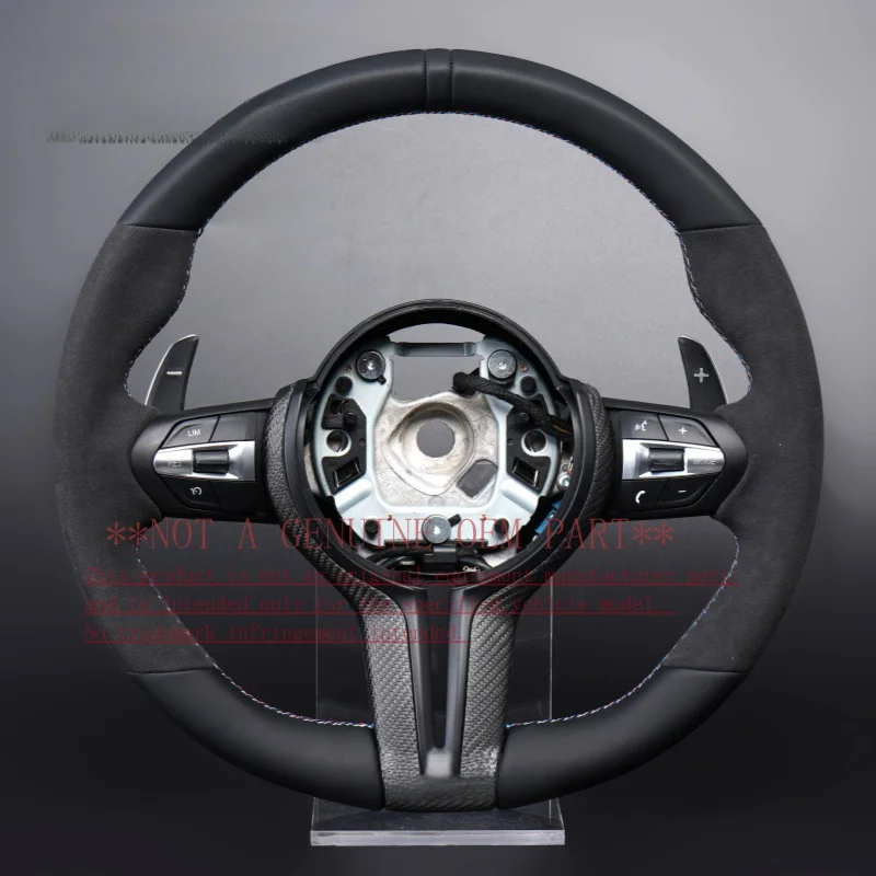 For Bmw MP Matte Carbon Fiber Suede Steering Wheel F10 F15 F20 F25 F30 F01 E70 E71 E90 Steering Wheel Horn Cover Decorative