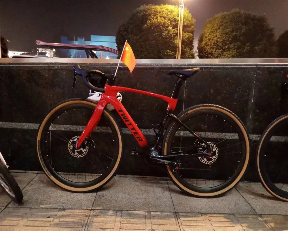 

TWITTER Holographic color Gravel V3 RS-24Speed Off-road grade T900 carbon fiber bycicle 700*40C hydraulic disc brake gravel bike